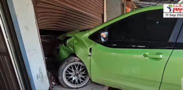 The car went out of control and rammed into the shop 