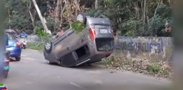 Car overturned accident in Thiruvananthapuram