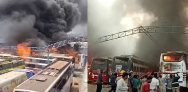 FIRE IN BENGALURU BUS DEPO