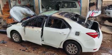 A car caught fire when it was parked at a car AC service center in Kunnamkulam