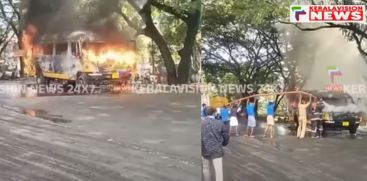 A school bus caught fire in Kundanur