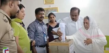 
Fathimakunju, a resident of Kuratissery, is happy to have voted at home.