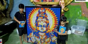  Lord Ayyappa Sculpture Using Rubik's Cubes