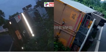 Car accident at Thamarassery Pass; The pickup lorry loaded with vegetables overturned