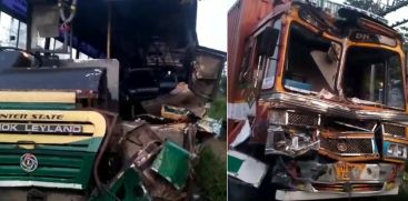 National permit lorry crashes behind KSRTC Superfast; 4 people are in critical condition