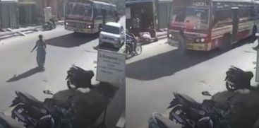 women jumps infront of bus for compensation 