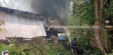 A fire broke out at a car workshop in Vellayil, Kozhikode