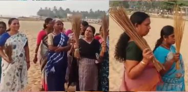 bjp-workers-waved-brooms-at-suitors-on-kozhikode-beach