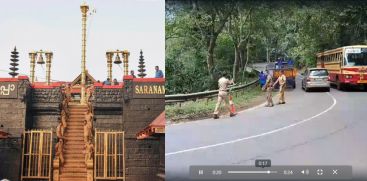 The protective wall of the road collapsed on the Sabarimala path