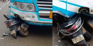 
A private bus and a scooter collided in Pathanamthitta Ranni; the passenger miraculously escaped