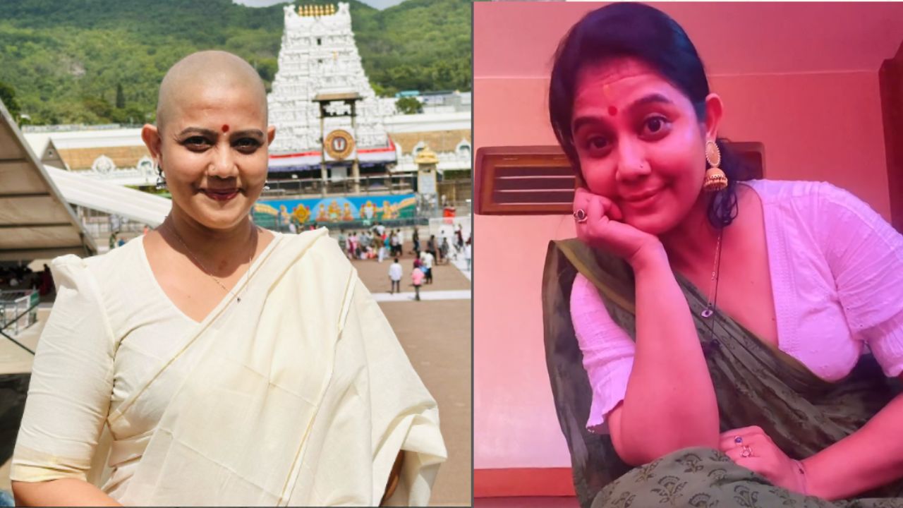 actress-rachana-narayanankutty-shaves-her-head-at-tirupati