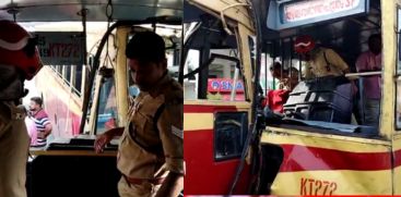 KSRTC SUPERFAST BUSES CAUGHT UP IN ACCIDENT