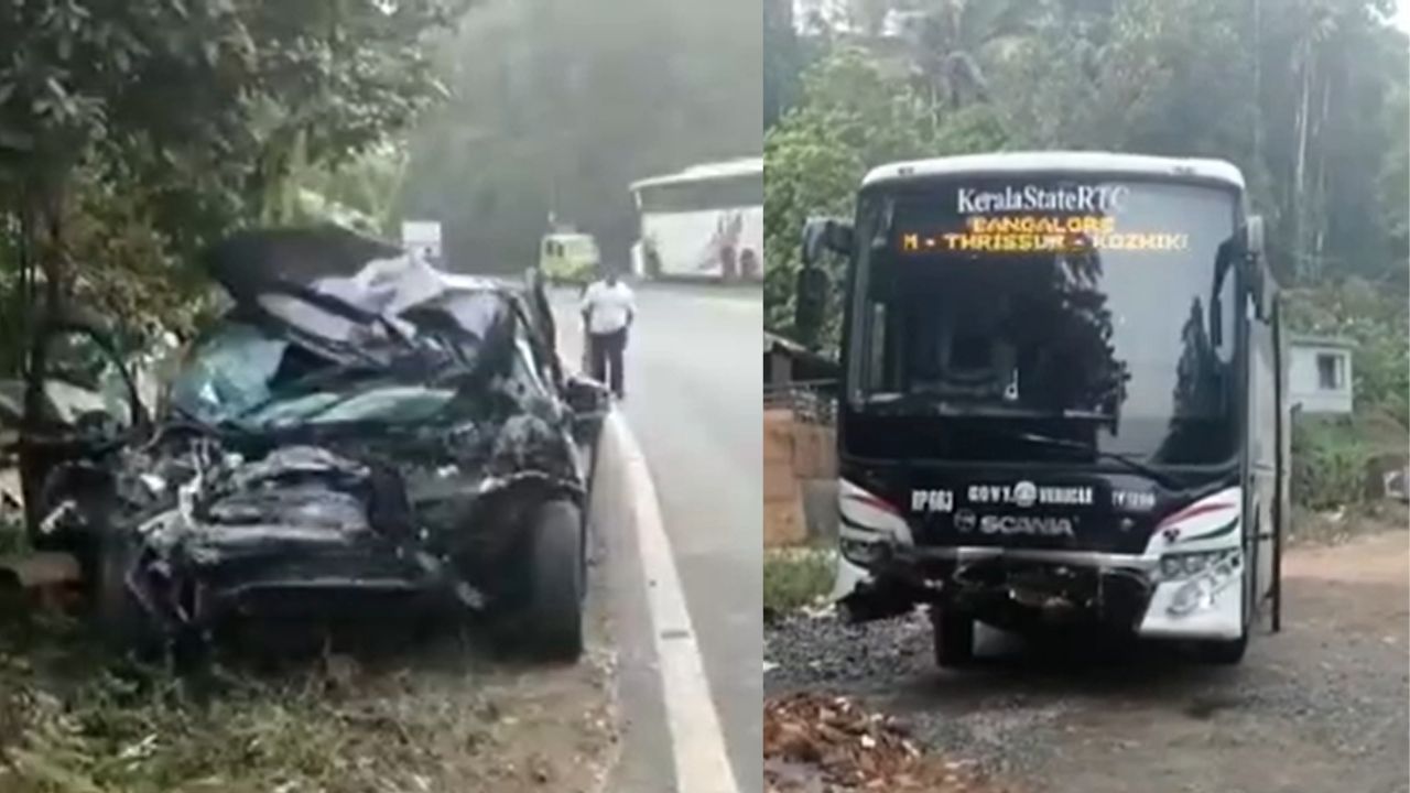 A mother and two children died in a collision between a car and a bus in Vaithiri