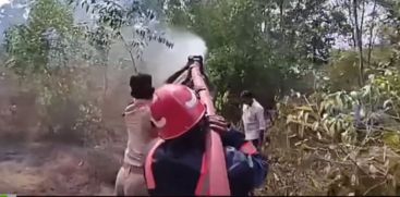 A fire broke out in a forested area near an electric substation in Kuttamperoor, Mannar