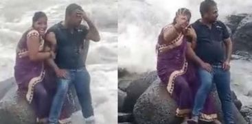 Woman swept away with sea wave while taking selfie with husband dies