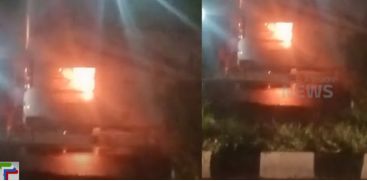 A KSRTC bus caught fire at Chalakudy Muringur Junction