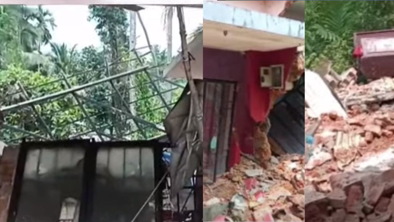 Young man collapse old woman’s house with jcb north paravur