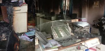 PANCHAYAT OFFICE SET ON FIRE