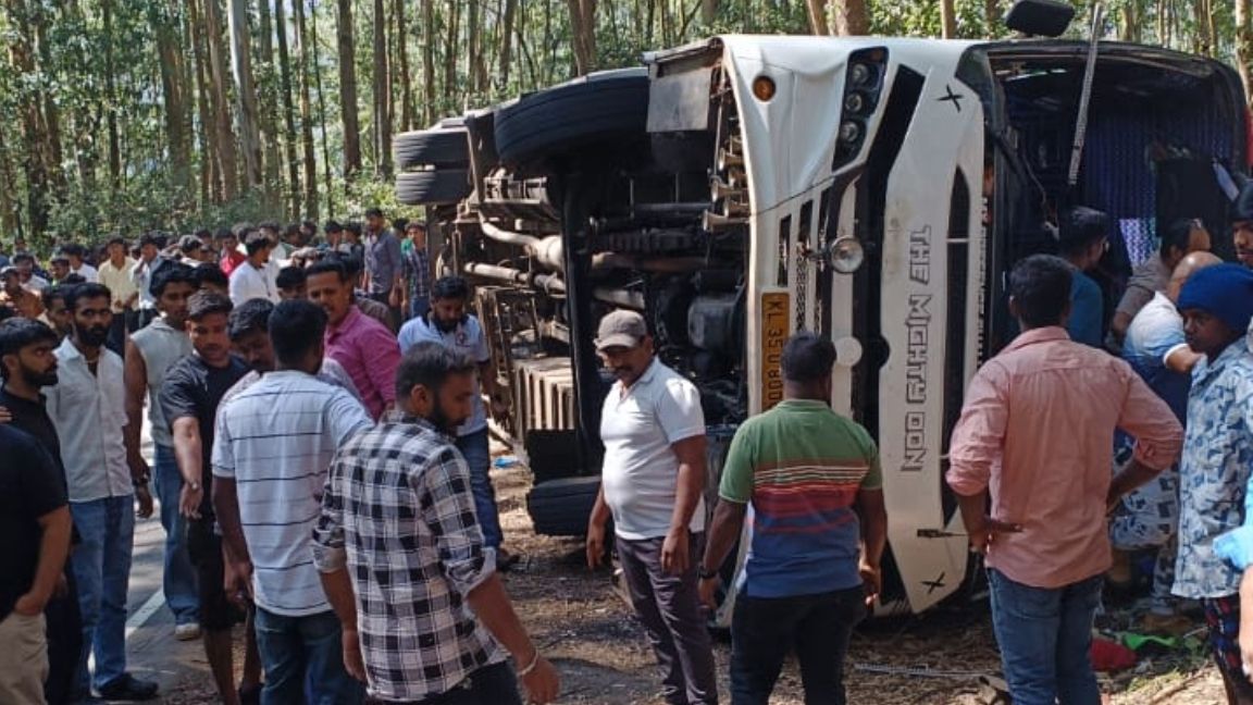 Three students died after tourist bus overturned in Munnar