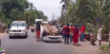 A car overturned in Thrissur after it went out of control