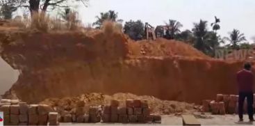 A wall under construction at Paingannur G.U.P. School has collapsed