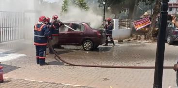 
A car parked in Chalakudy caught fire