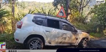 A car caught fire in Adimali, Idukki