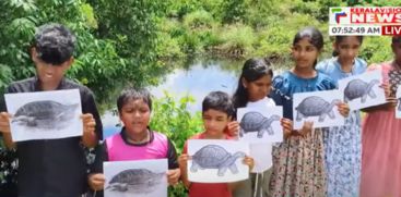 A group of children against  turtle poaching