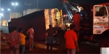 Truck Overturns in Angamaly