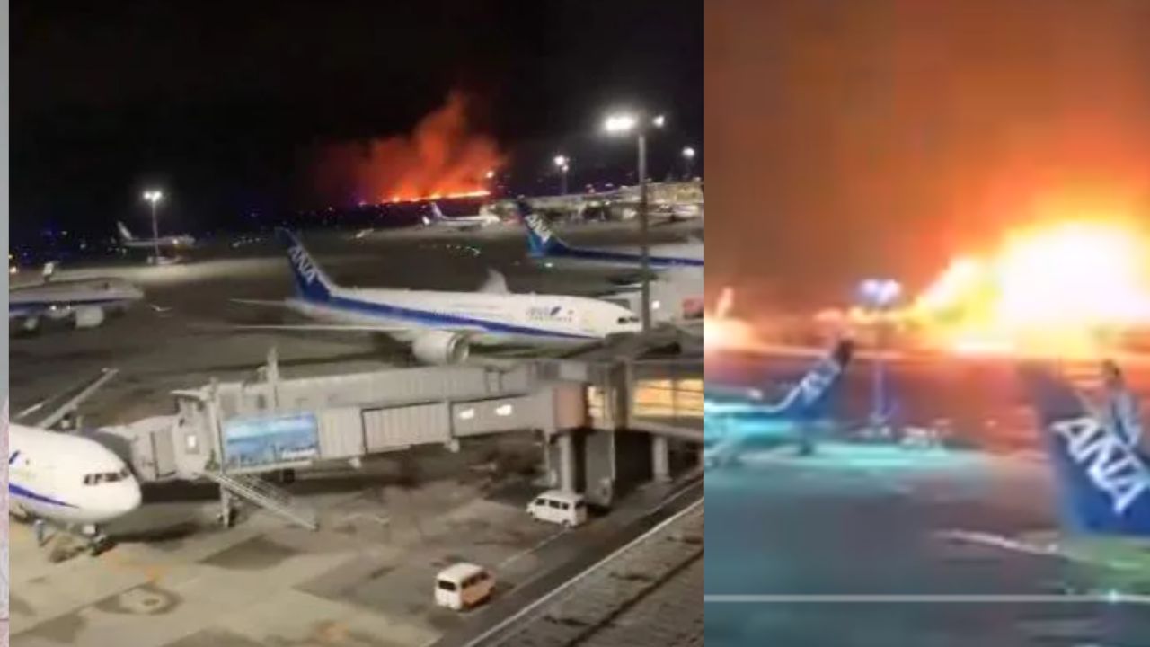 japan-plane-catches-fire-while-landing-at-tokyo-airport-snaps-in-half-on-runway